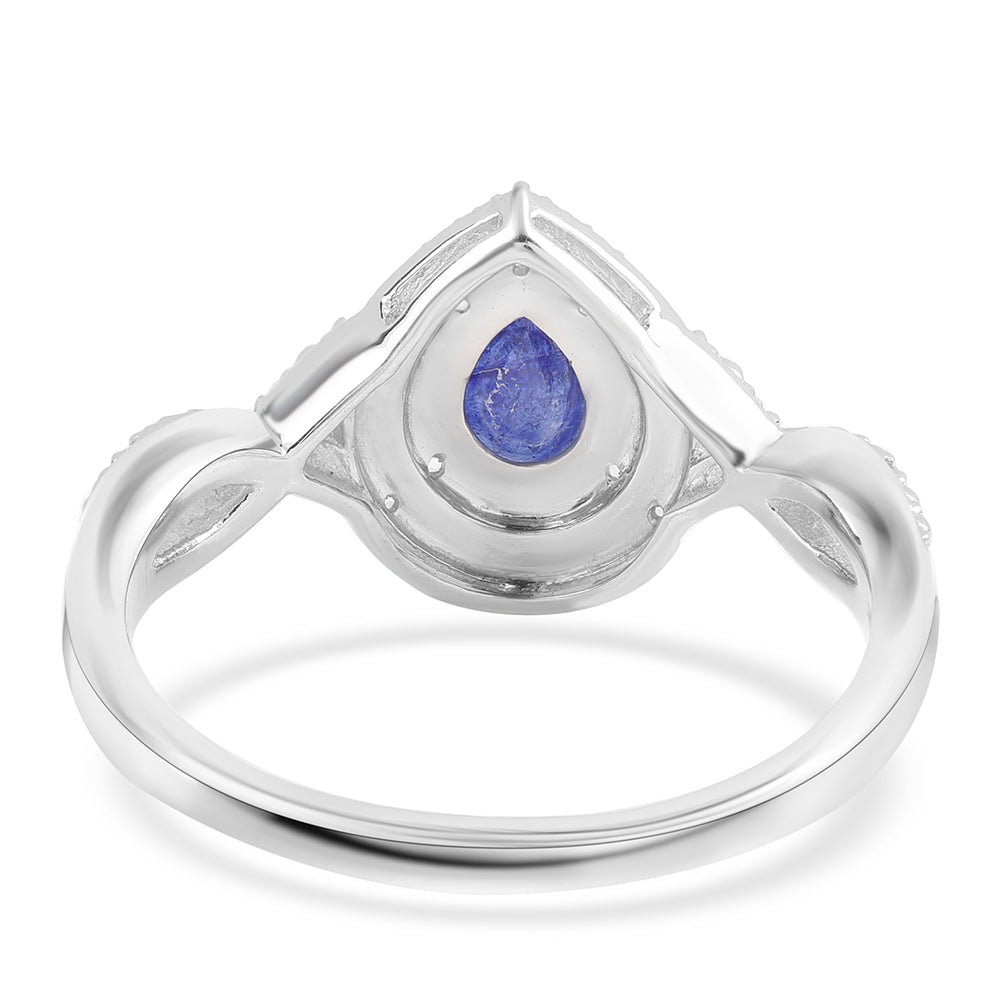 Anillo de Plata con Zafiro Azul Australiano y Topacio Blanco 2 