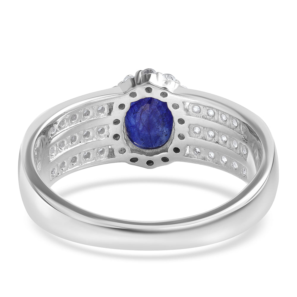 Anillo de Plata con Zafiro Azul Australiano y Topacio Blanco