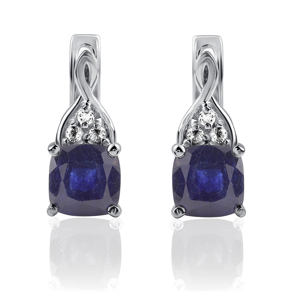 Pendientes de Plata con Zafiro Azul Australiano y Topacio Blanco
