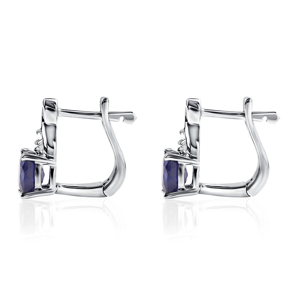 Pendientes de Plata con Zafiro Azul Australiano y Topacio Blanco 2 