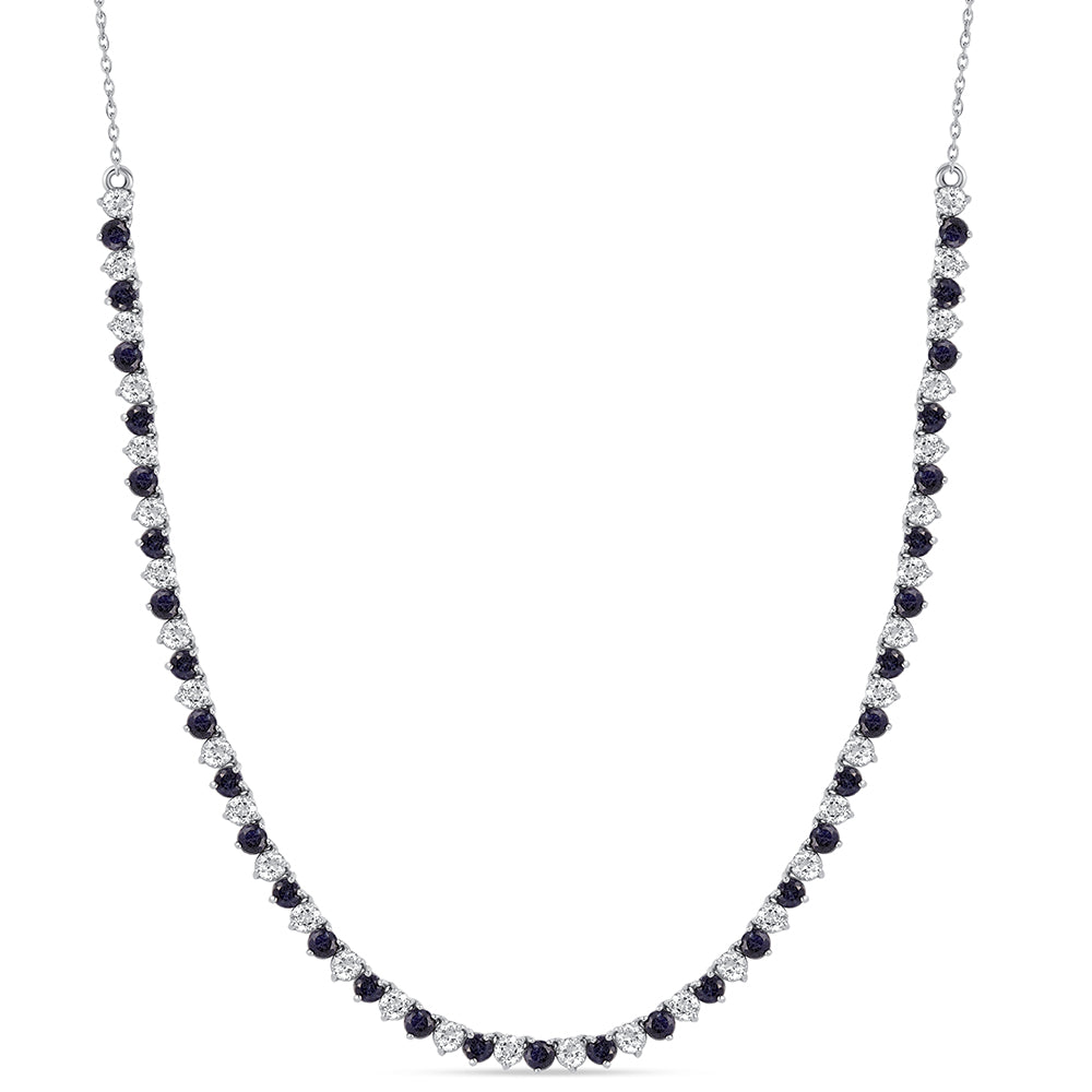 Collar de Plata con Zafiro Azul Australiano y Topacio Blanco