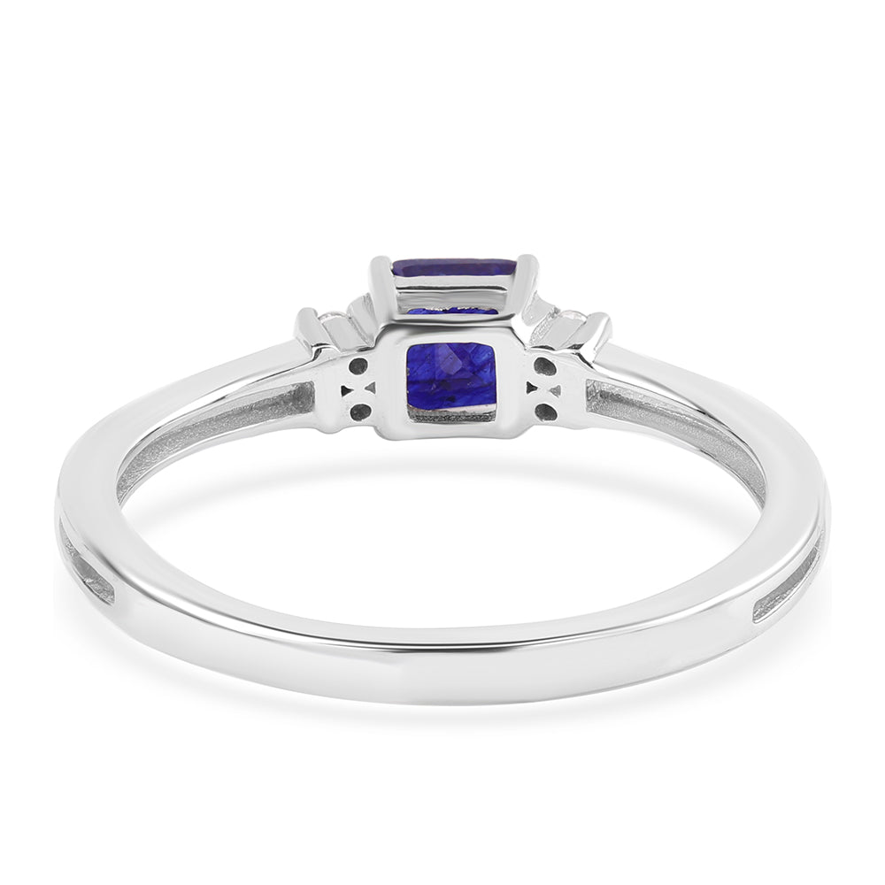 Anillo de Plata con Zafiro Azul Australiano y Topacio Blanco 2 