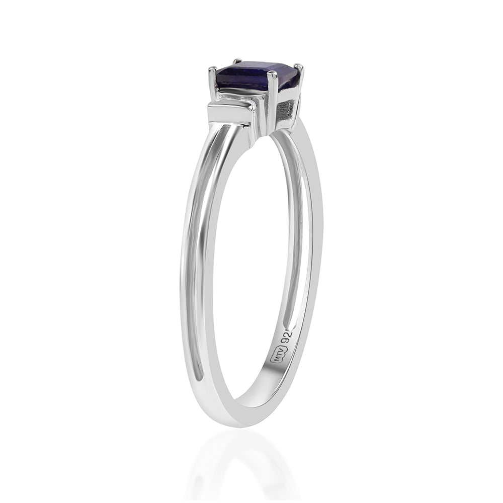 Anillo de Plata con Zafiro Azul Australiano y Topacio Blanco 3 