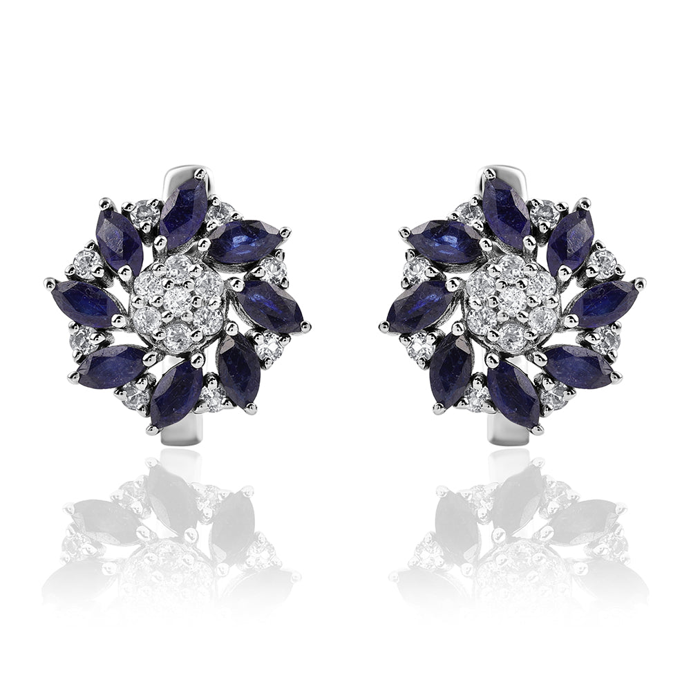 Pendientes de Plata con Zafiro Azul Australiano y Topacio Blanco 2 