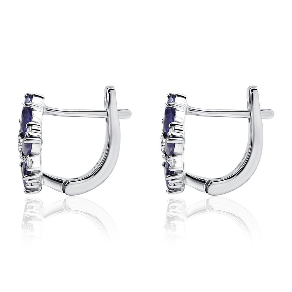 Pendientes de Plata con Zafiro Azul Australiano y Topacio Blanco 3 