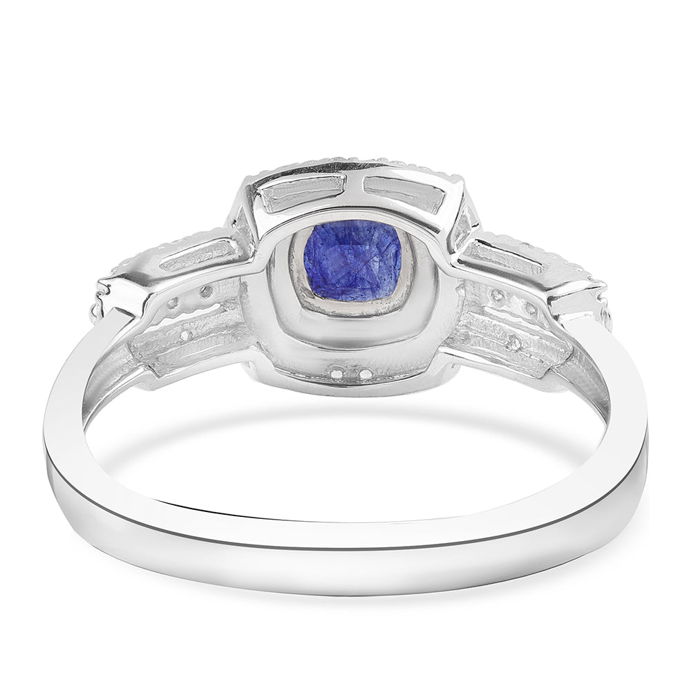 Anillo de Plata con Zafiro Azul Australiano y Topacio Blanco 2 