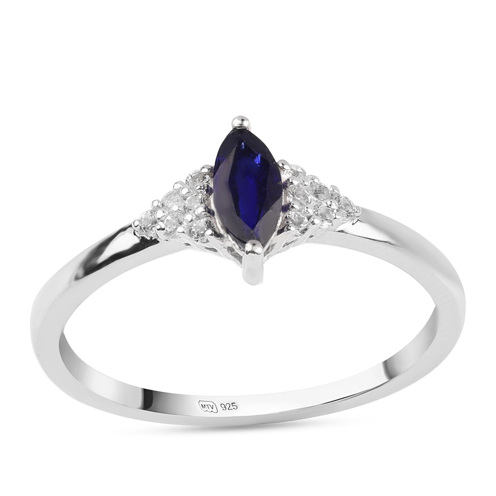 Anillo de Plata con Zafiro Azul Australiano y Topacio Blanco 1 