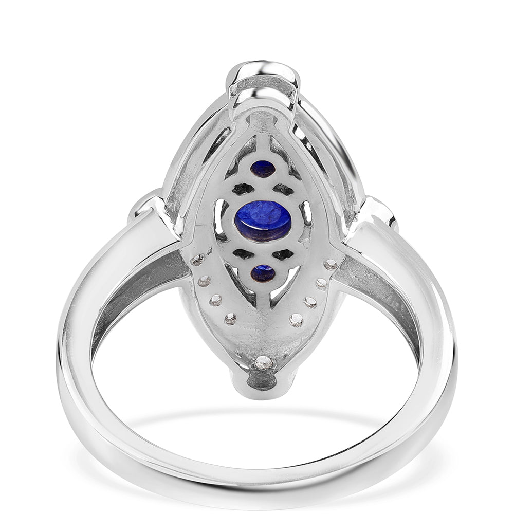 Anillo de Plata con Zafiro Azul Australiano y Topacio Blanco 2 