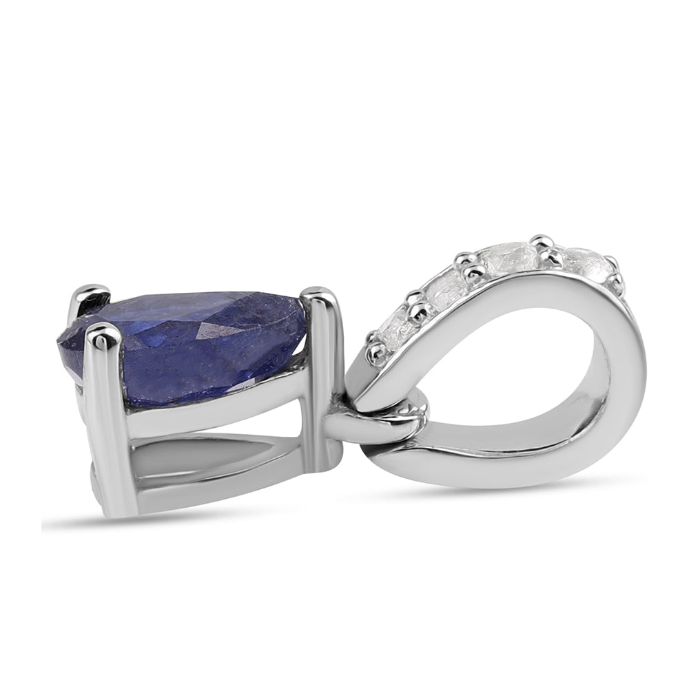 Colgante de Plata con Zafiro Azul Australiano y Topacio Blanco 2 