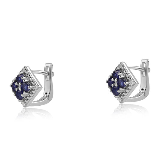 Pendientes de Plata con Zafiro Azul Australiano y Topacio Blanco