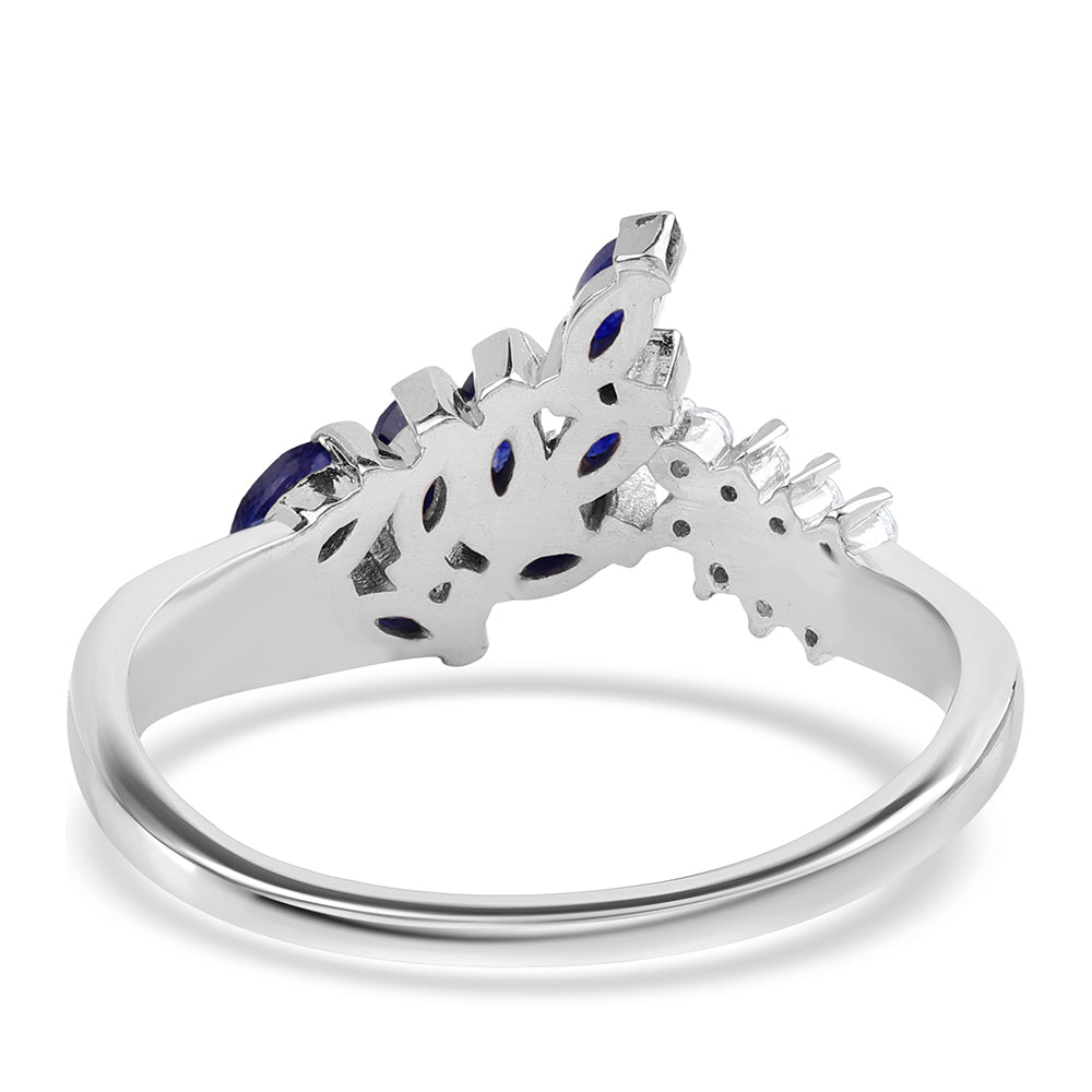 Anillo de Plata con Zafiro Azul Australiano y Topacio Blanco 2 