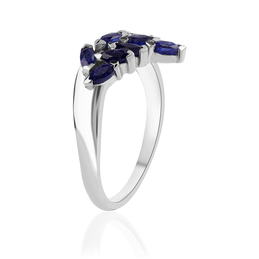 Anillo de Plata con Zafiro Azul Australiano y Topacio Blanco 3 
