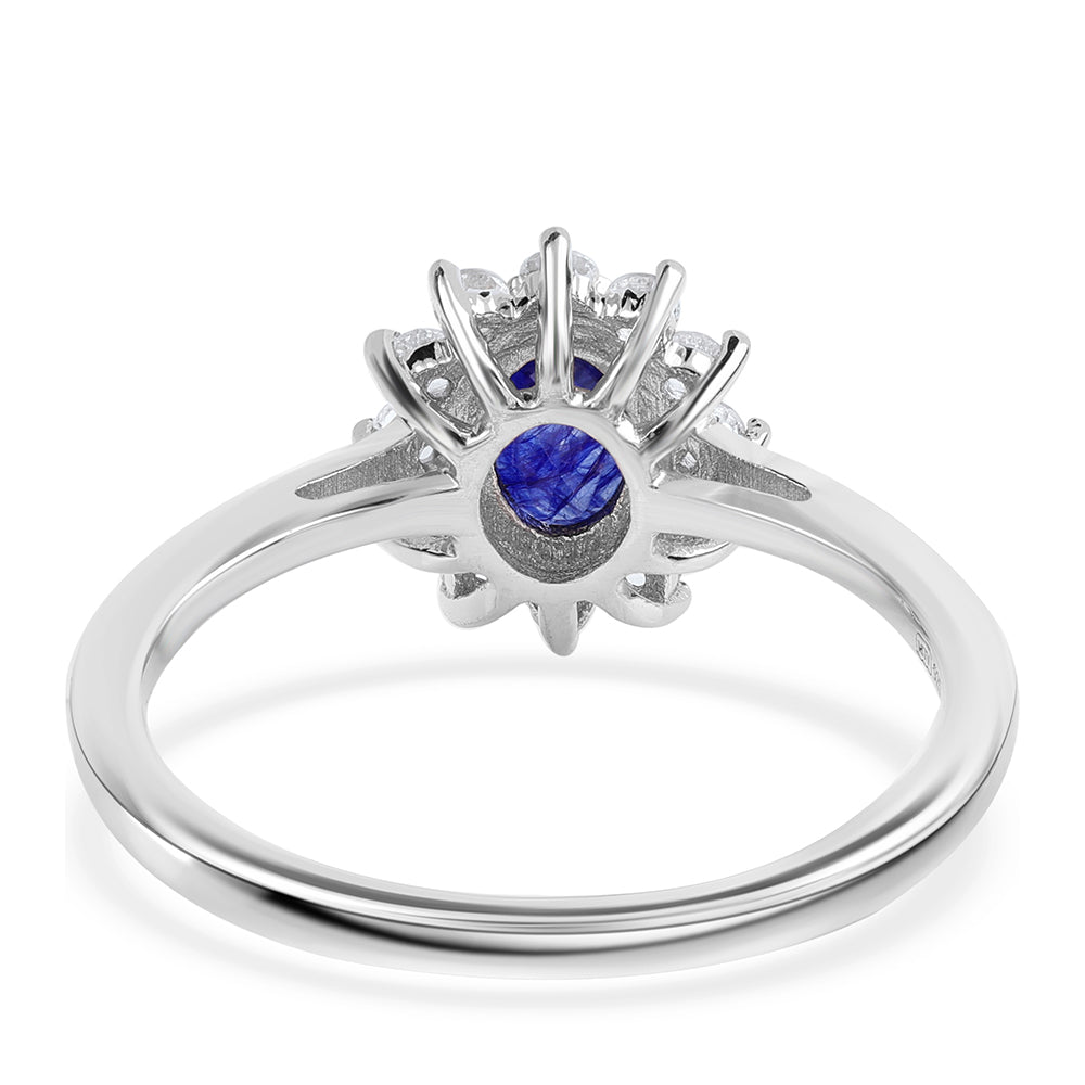 Anillo de Plata con Zafiro Azul Australiano y Topacio Blanco 2 