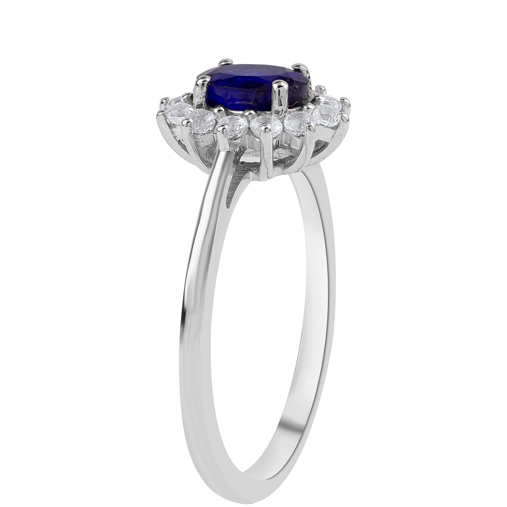 Anillo de Plata con Zafiro Azul Australiano y Topacio Blanco 3 