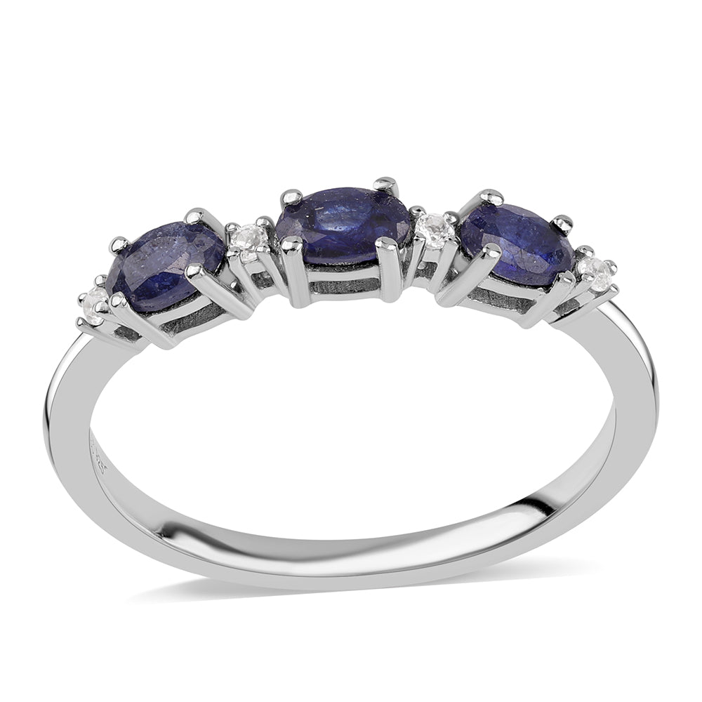 Anillo de Plata con Zafiro Azul Australiano y Topacio Blanco 1 