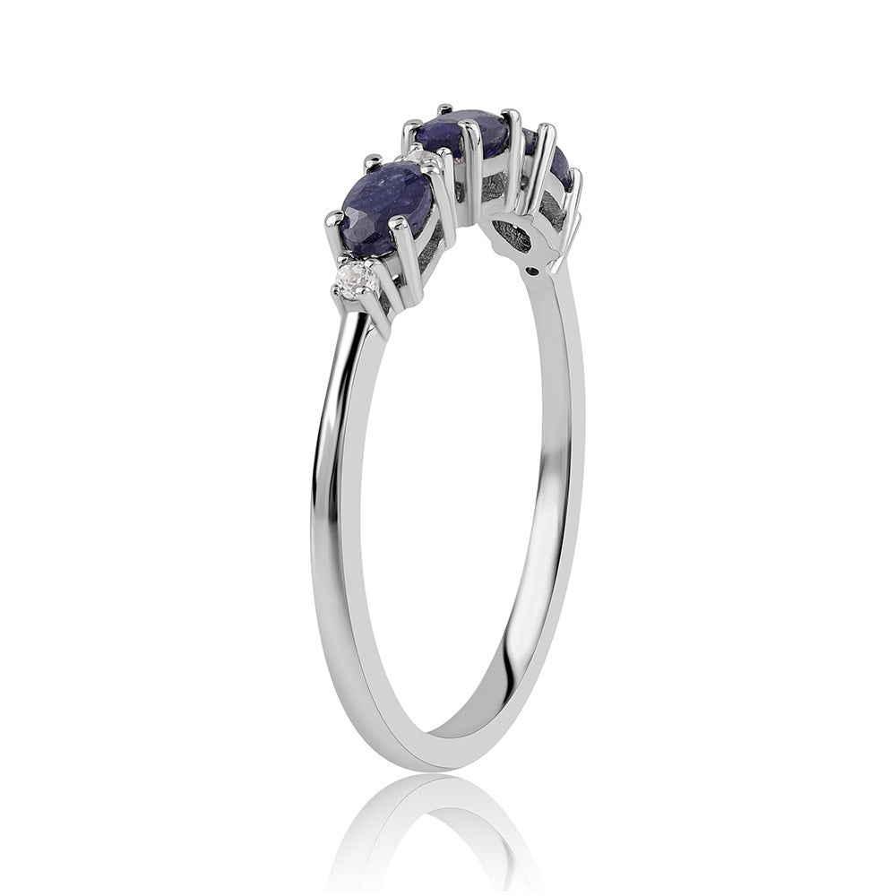 Anillo de Plata con Zafiro Azul Australiano y Topacio Blanco