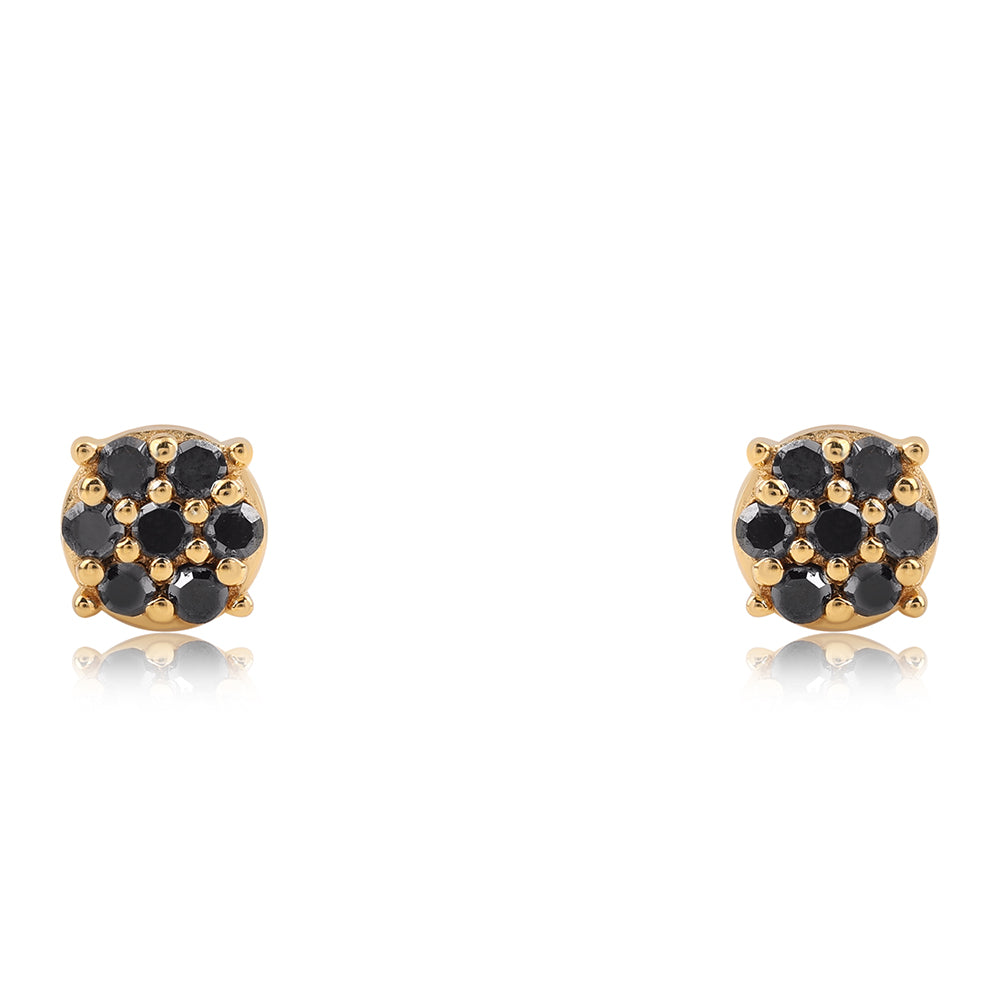 Pendientes de Plata Bañada en Oro con Diamante Negro 2 