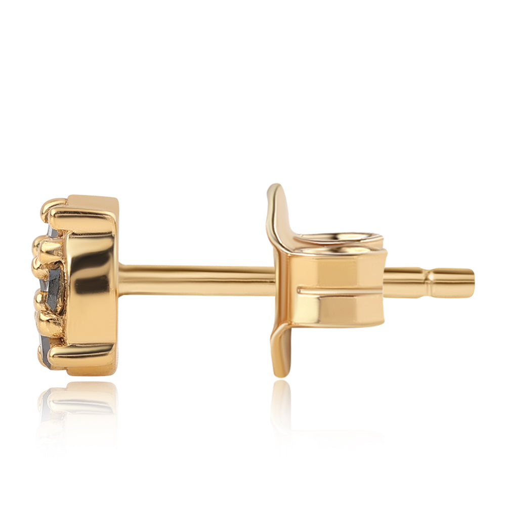 Pendientes de Plata Bañada en Oro con Diamante Negro 3 