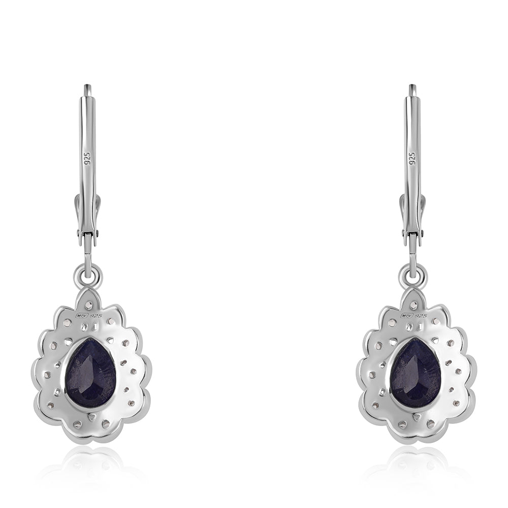 Pendientes de Plata con Zafiro Azul Australiano y Topacio Blanco