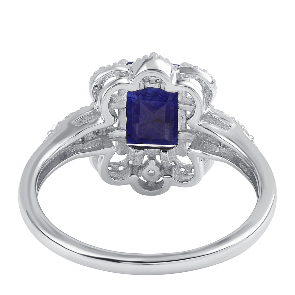 Anillo de Plata con Zafiro Azul Australiano y Topacio Blanco 2 