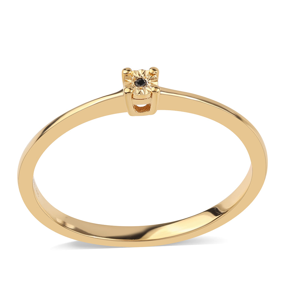 Anillo de Plata Bañada en Oro con Diamante Negro 1 