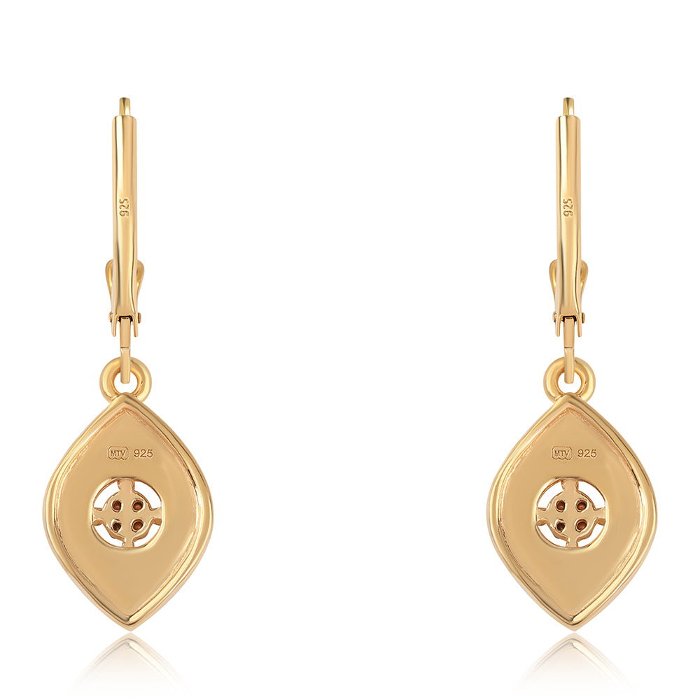 Pendientes de Plata Bañada en Oro con Diamante Negro 3 