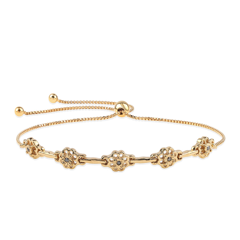 Pulsera de Plata Bañada en Oro con Diamante Negro