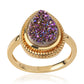 Anillo de Plata Bañada en Oro con Drusa Purpura