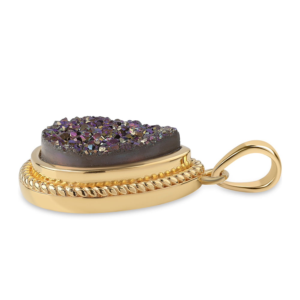 Colgante de Plata Bañada en Oro con Drusa Purpura 2 