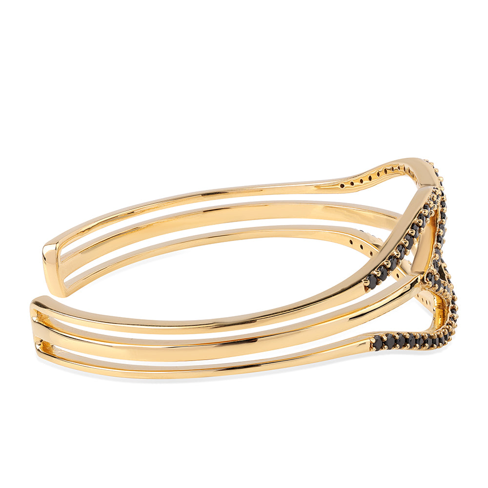 Pulsera de Plata Bañada en Oro con Espinela Negra 2 