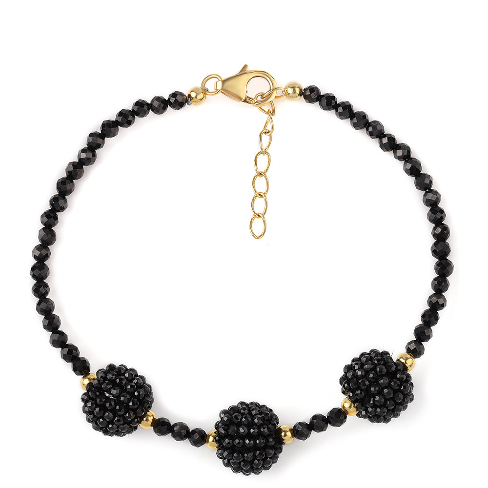 Pulsera de Plata Bañada en Oro con Espinela Negra 1 
