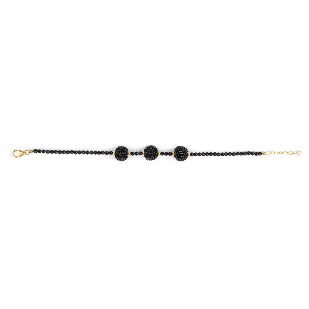 Pulsera de Plata Bañada en Oro con Espinela Negra