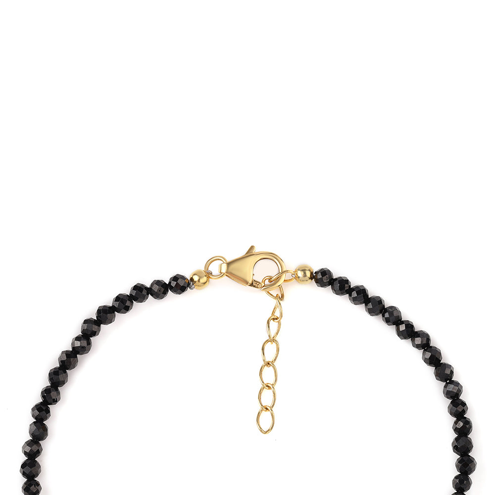 Pulsera de Plata Bañada en Oro con Espinela Negra 3 
