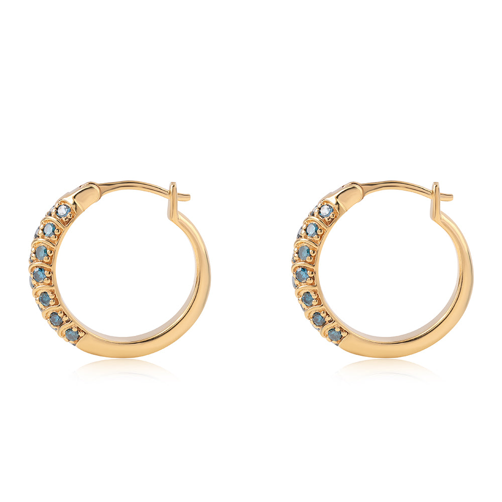Pendientes de Plata Bañada en Oro con Diamante Azul 2 