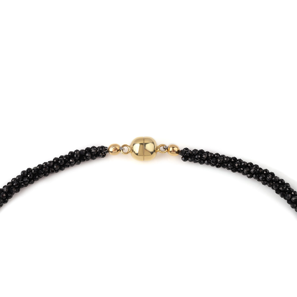 Collar de Plata Bañada en Oro con Espinela Negra 3 