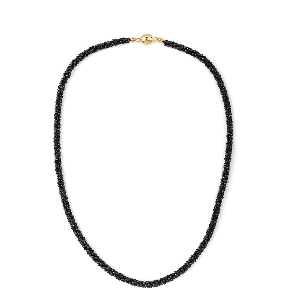 Collar de Plata Bañada en Oro con Espinela Negra 4 