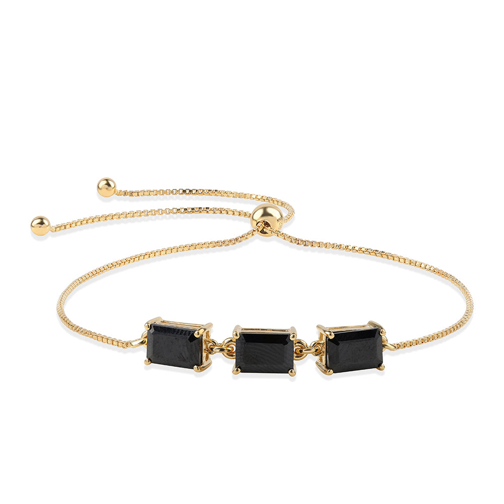 Pulsera de Plata Bañada en Oro con Espinela Negra 1 