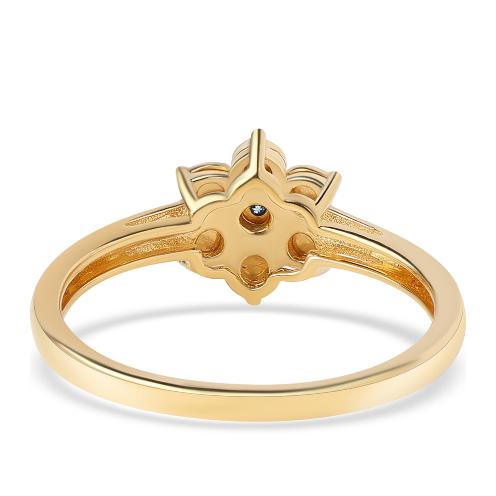 Anillo de Plata Bañada en Oro con Diamante Azul 3 