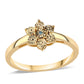 Anillo de Plata Bañada en Oro con Diamante Azul