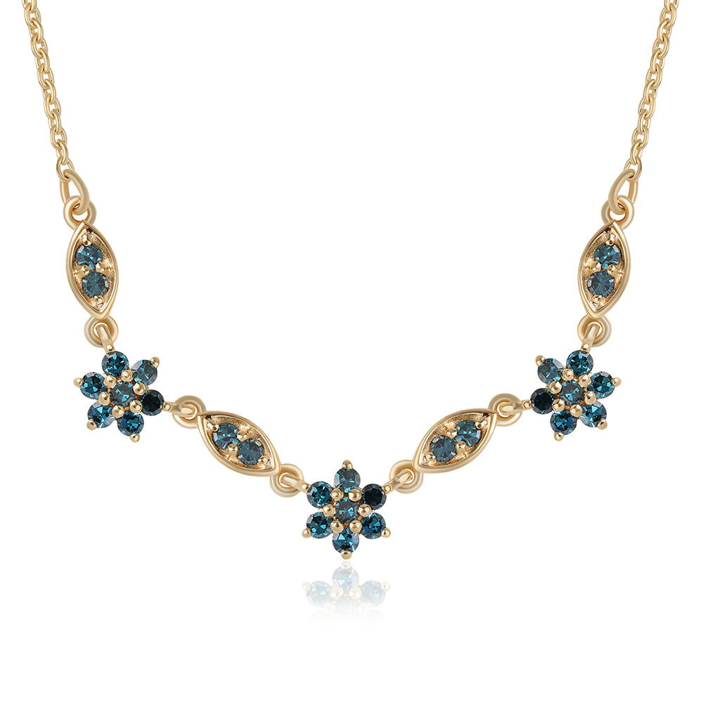 Collar de Plata Bañada en Oro con Diamante Azul 1 