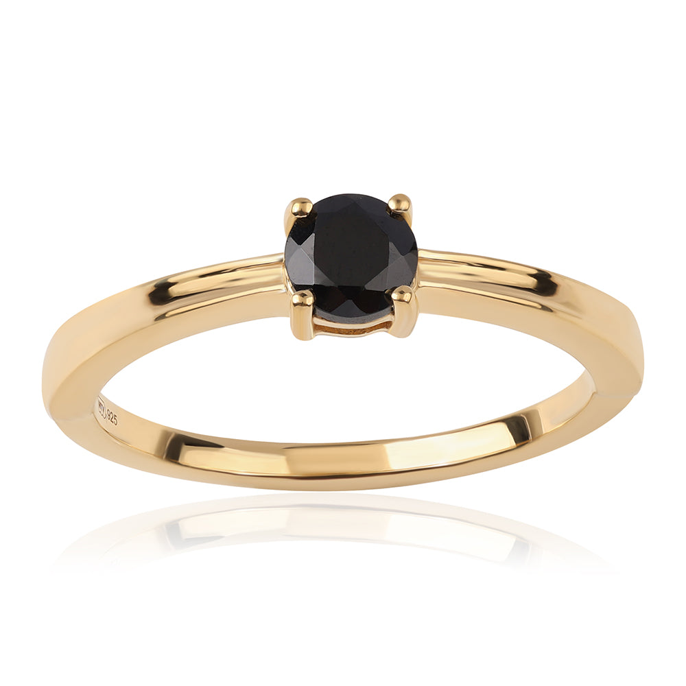 Anillo de Plata Bañada en Oro con Espinela Negra 1 