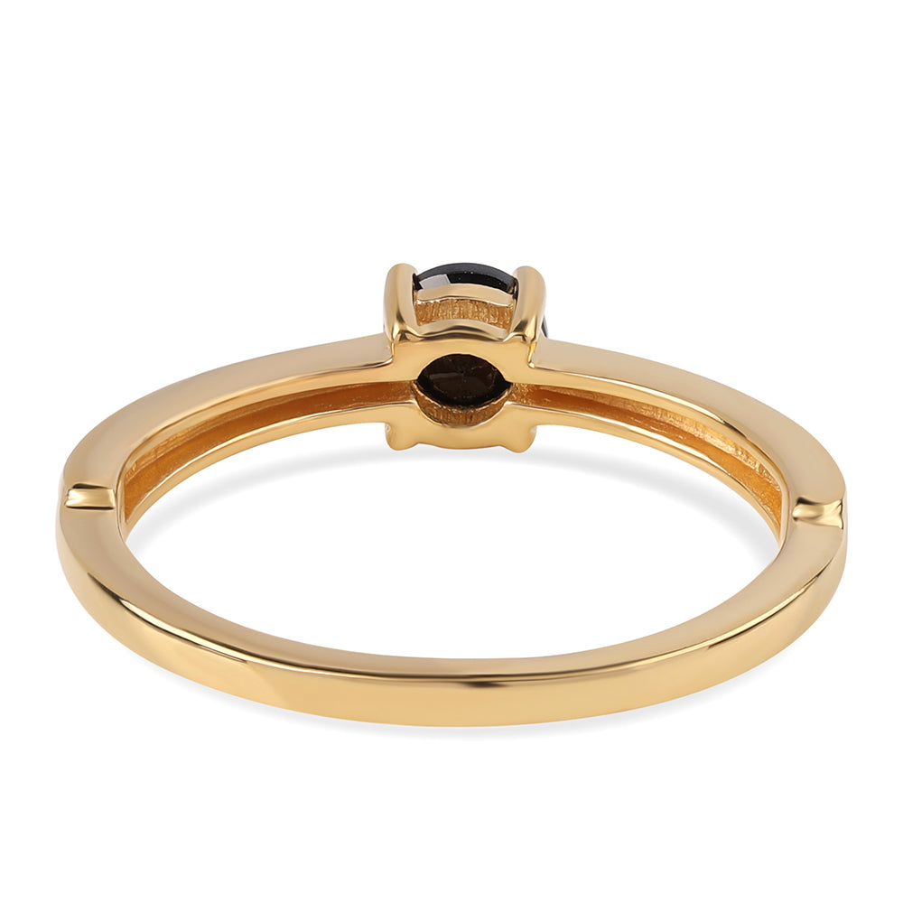 Anillo de Plata Bañada en Oro con Espinela Negra 3 