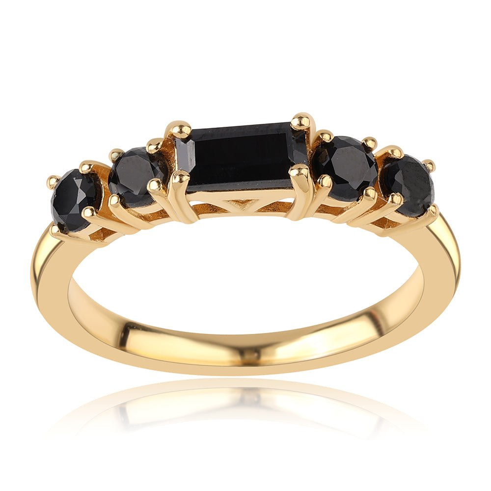 Anillo de Plata Bañada en Oro con Espinela Negra 2 