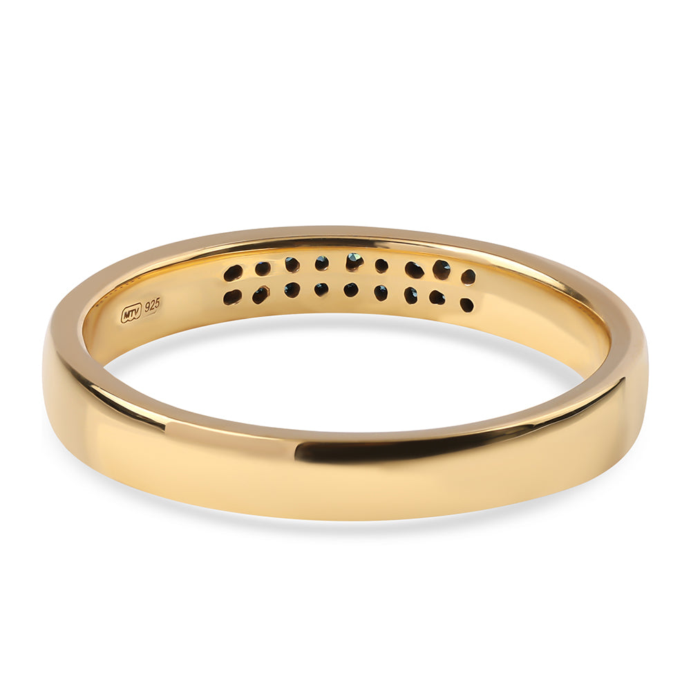 Anillo de Plata Bañada en Oro con Diamante Azul 2 