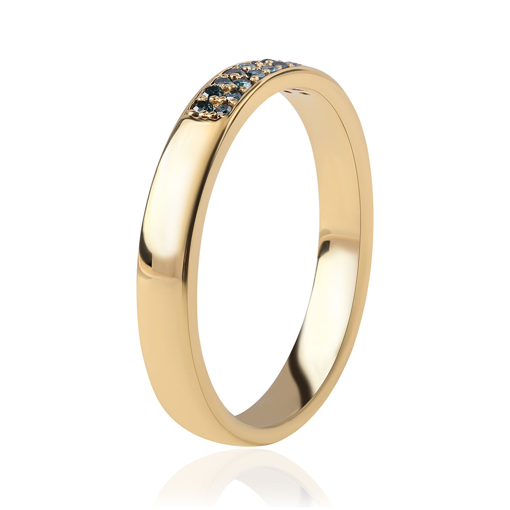 Anillo de Plata Bañada en Oro con Diamante Azul 3 