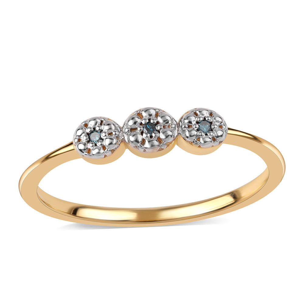 Anillo de Plata Bañada en Oro con Diamante Azul 1 