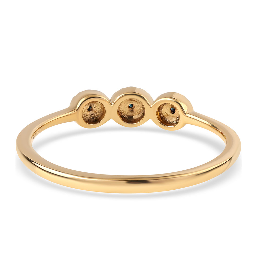Anillo de Plata Bañada en Oro con Diamante Azul 3 