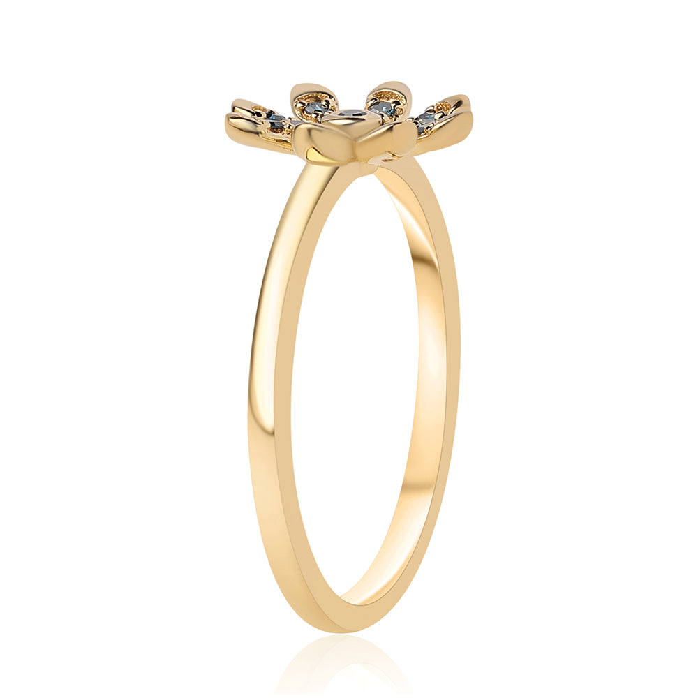 Anillo de Plata Bañada en Oro con Diamante Azul 2 