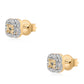 Conjunto de Plata Bañada en Oro con Diamante Azul y Topacio Blanco ( Pendientes +Anillo +Colgante )