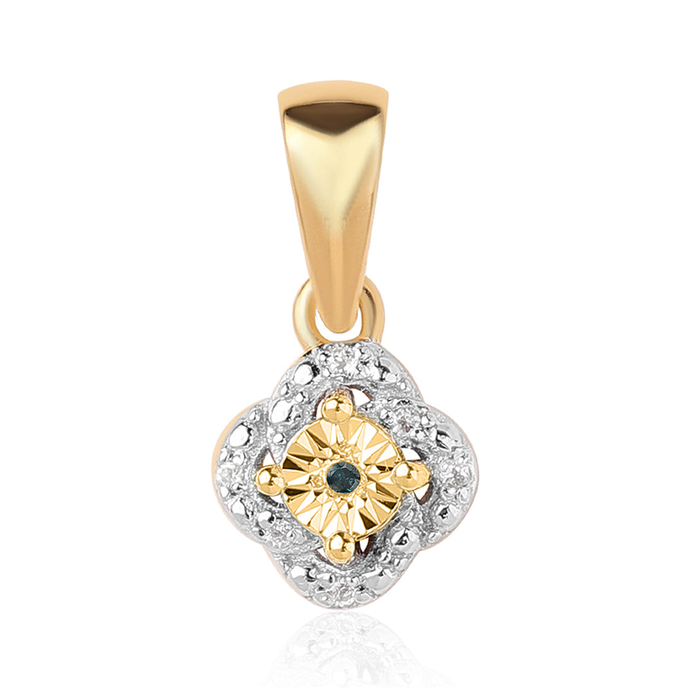Conjunto de Plata Bañada en Oro con Diamante Azul y Topacio Blanco ( Pendientes +Anillo +Colgante ) 8 